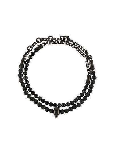 Northskull браслет Atticus с бусинами STCHGM2241LVBXBLACKONYXLAVASTONEGUNMETALATTICUSSKULLCHAINBRACELET1454,