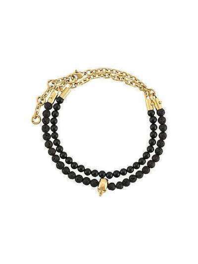 Northskull браслет Lavastone с декором в виде черепа STCHYG2241LVBXLAVASTONEBLACKONYXGOLDATTICUSSKULLCHAINBRACLET