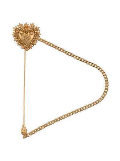 Dolce & Gabbana брошь в форме сердца с гравированным логотипом WPLC1AW5YME