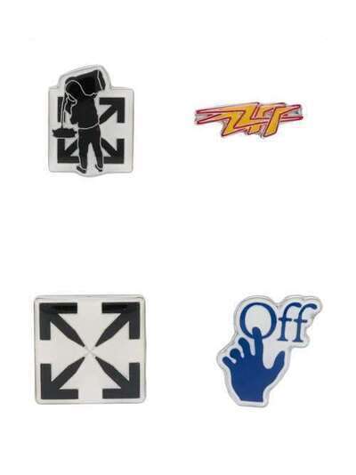 Off-White комплект из четырех значков с логотипом OMRR039E20MET0011018
