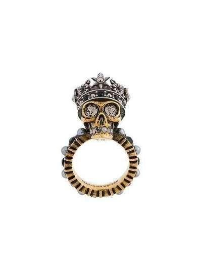 Alexander McQueen кольцо с черепом в короне 459556J160Z