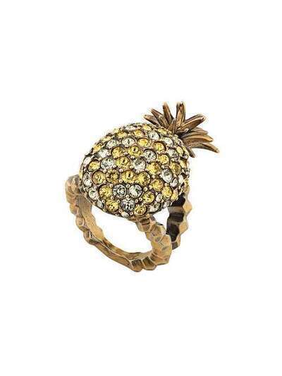 Gucci кольцо с декором в виде ананаса с кристаллами