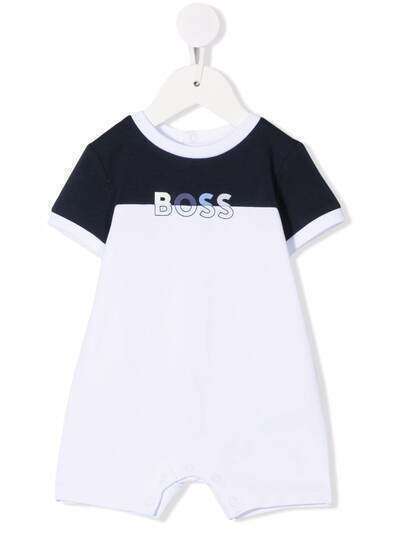 BOSS Kidswear ромпер в стиле колор-блок с логотипом