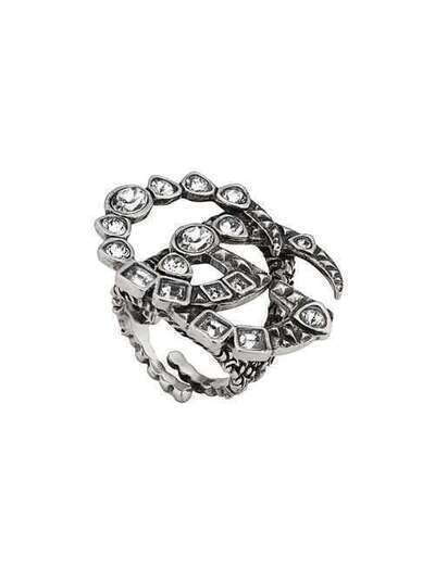 Gucci кольцо с логотипом GG и кристаллами 529050J1D50