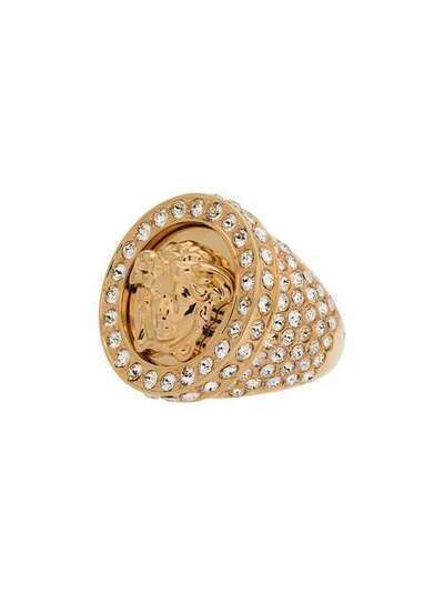 Versace кольцо-печатка с кристаллами DG5C050DJMX