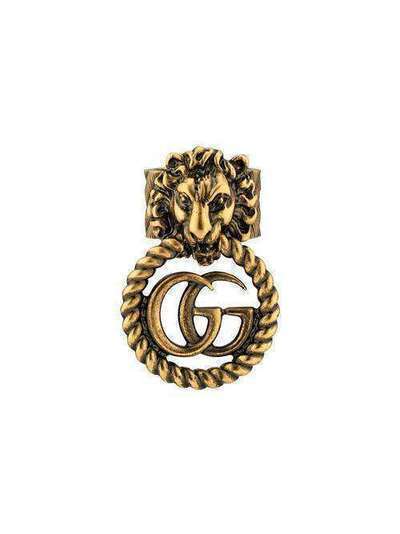 Gucci кольцо в виде головы льва с логотипом GG 605861I4600