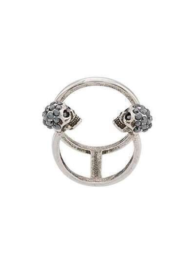 Alexander McQueen кольцо с двумя декорированными черепами 553656J160Y