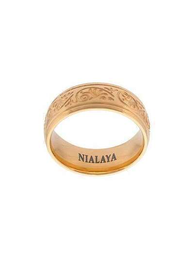 Nialaya Jewelry кольцо с декоративной гравировкой MRING040