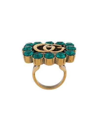 Gucci кольцо с кристаллами и логотипом GG 605820J1D50
