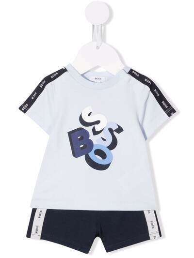 BOSS Kidswear ромпер с короткими рукавами и логотипом