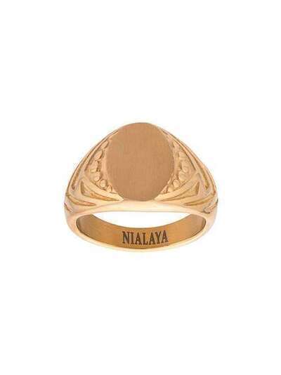 Nialaya Jewelry перстень с декоративной гравировкой MRING041