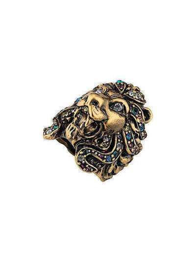 Gucci кольцо в виде головы льва с кристаллами 404840I4769