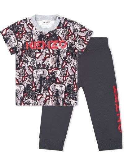 Kenzo Kids комплект из брюк и футболки с анималистичным принтом