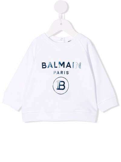 Balmain Kids толстовка с тисненым логотипом