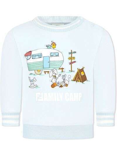 Fendi Kids толстовка с принтом Family Camp