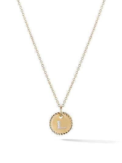 David Yurman 18kt yellow gold Cable Collectibles diamond L initial pendant necklace in 18k Yellow Gold and Diamonds N0879288ADI18L