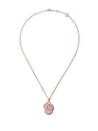 Chopard 18kt rose gold Happy Dreams pink mother-of-pearl and diamond pendant necklace 7998885006