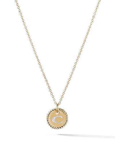 David Yurman 18kt yellow gold Cable Collectibles diamond C initial pendant necklace N0879288ADI18C