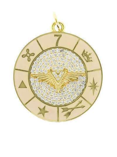 Foundrae большой медальон Wheel из желтого золота с бриллиантами CM19BLUSHWINGS1