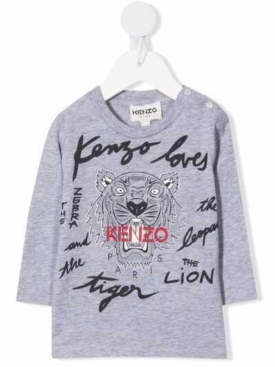 Kenzo Kids футболка с длинными рукавами и принтом Tiger