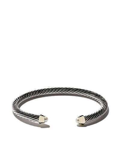 David Yurman Cable kids birthstone sterling silver, 14kt yellow gold accented and pearl cuff bracelet B03934S4BPE