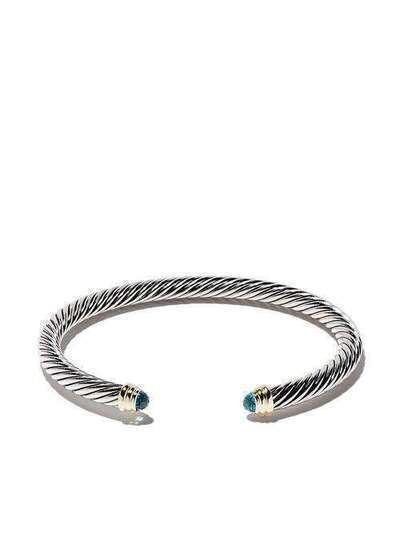 David Yurman Cable Classics sterling silver, blue topaz and 14kt yellow gold accented cuff bracelet B03934S4ABT