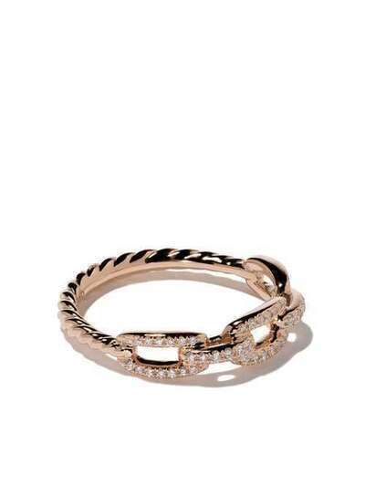 David Yurman 18kt rose gold Stax single row pavé diamond chain link ring R13037D8RADI