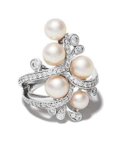 Yoko London кольцо Raindrop Akoya Pearl из белого золота с жемчугом и бриллиантами QYR1798703HZ