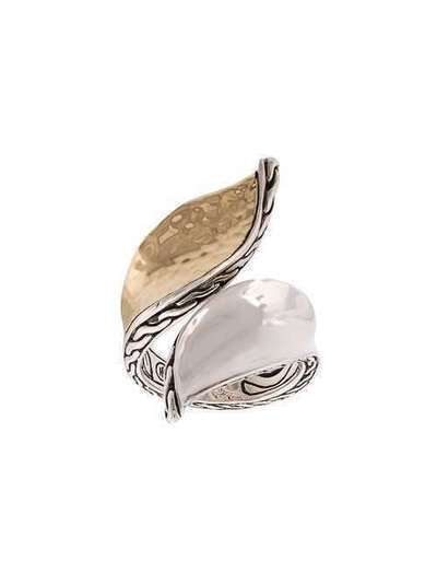 John Hardy кольцо из золота и серебра Wave Hammered Bypass RZ90018