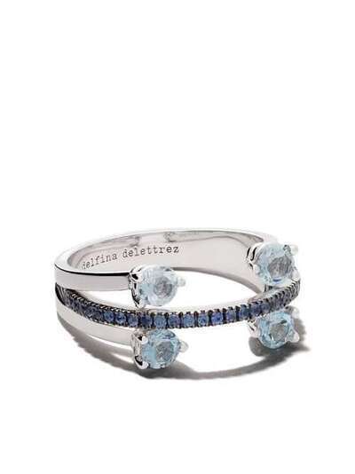 Delfina Delettrez "18kt white gold, sapphire and aquamarine Linked Dots ring"
