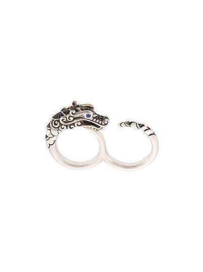 John Hardy серебряное двойное кольцо с сапфирами и шпинелью RBS6501194BHBN