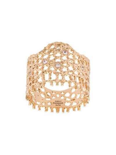 Aurelie Bidermann 18kt yellow gold & diamond lace ring LACBA0512DIYG