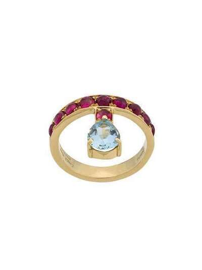 Dubini золотое кольцо Theodora с аквамарином и рубеллитом TR001