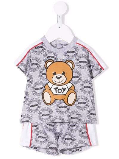 Moschino Kids комплект из топа и шортов Teddy Bear с логотипом