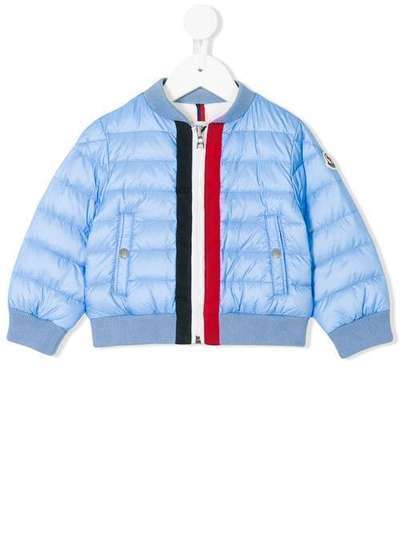 Moncler Kids куртка-бомбер с отделкой в полоску 403180553048