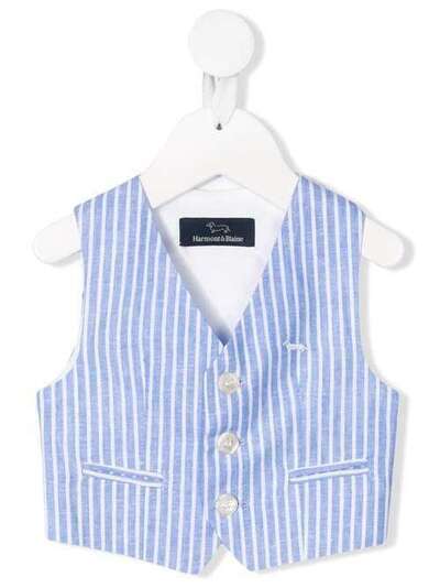 Harmont & Blaine Junior striped embroidered logo waistcoat 202JLK004