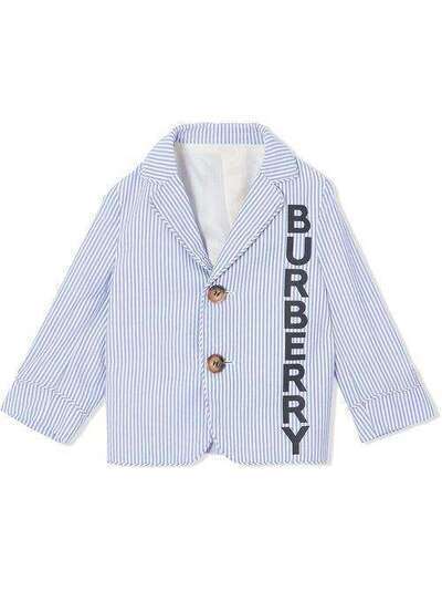 Burberry Kids полосатый блейзер из сирсакера с логотипом 8022353