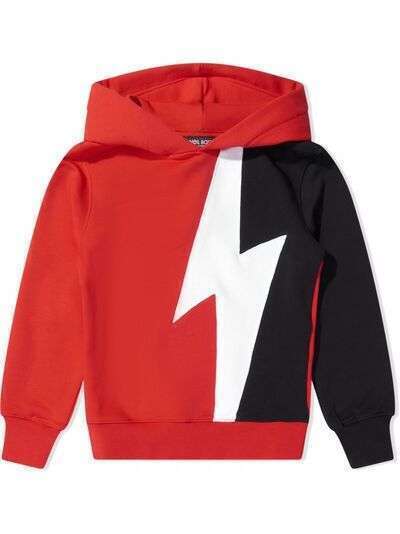 Neil Barrett Kids TEEN lightning-bolt print hoodie
