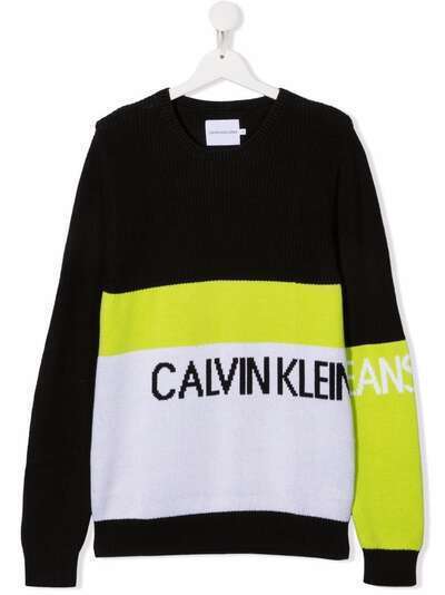 Calvin Klein Kids джемпер в стиле колор-блок с логотипом