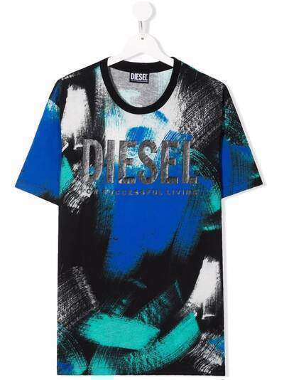 Diesel Kids TEEN painterly logo-print T-shirt