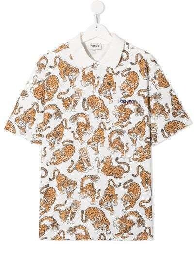 Kenzo Kids рубашка поло с вышитым логотипом Tiger