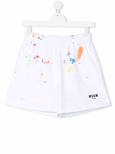 MSGM Kids TEEN paint splatter-print shorts