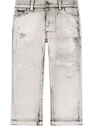 Dolce & Gabbana Kids прямые джинсы с эффектом потертости