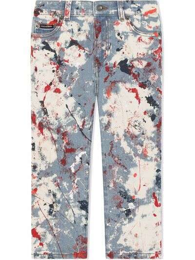 Dolce & Gabbana Kids прямые джинсы с эффектом разбрызганной краски
