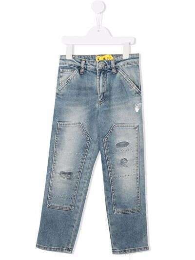 Off-White Kids джинсы с эффектом потертости