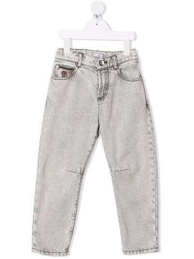 Brunello Cucinelli Kids узкие джинсы с эффектом потертости