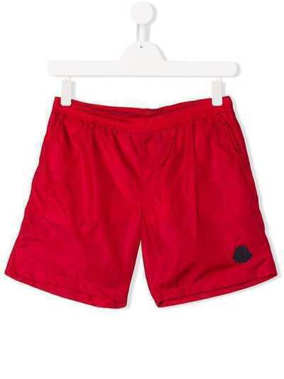 Moncler Kids плавательные шорты с нашивкой-логотипом 9,54007460553326E+017