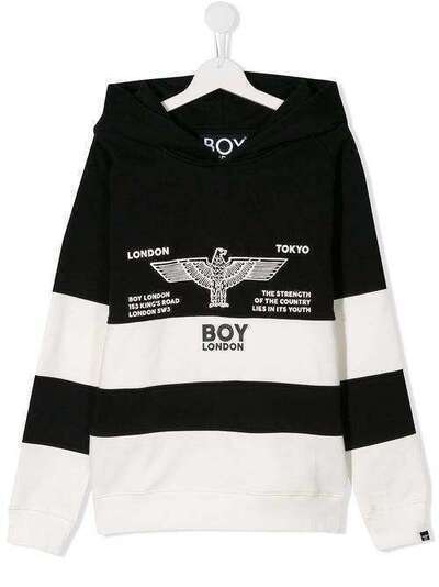 Boy London Kids худи в стиле колор-блок с логотипом BOYRUGBYHOODBWT