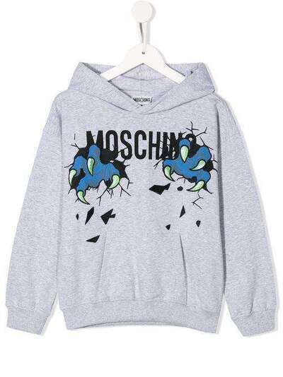 Moschino Kids TEEN logo print hoodie HUF03MLDA00