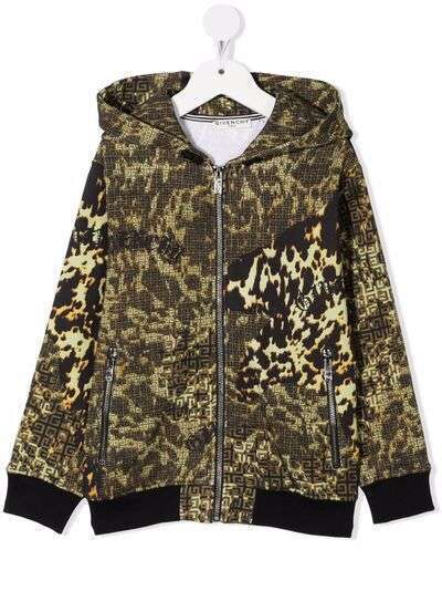 Givenchy Kids спортивная куртка с капюшоном и леопардовым принтом